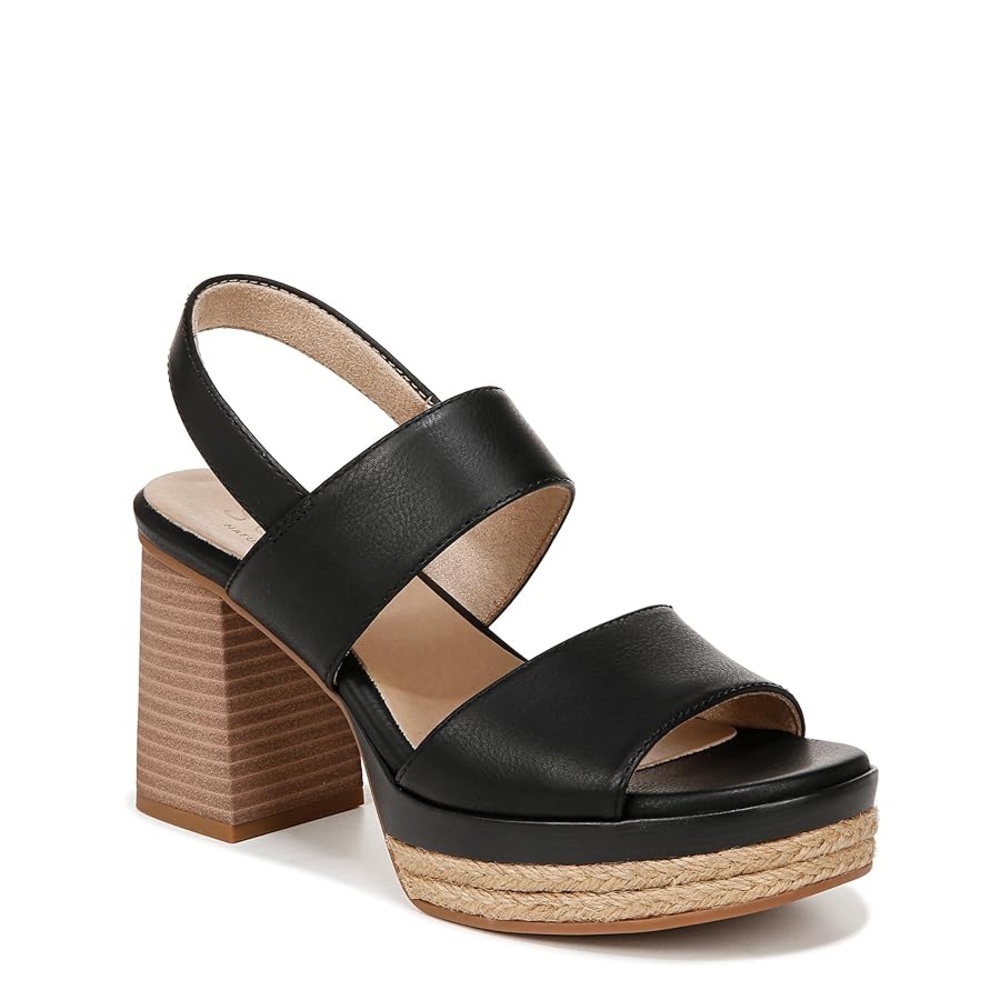 Soul Naturalizer Holly Platform Sandals- Black Faux Leather- Size 10